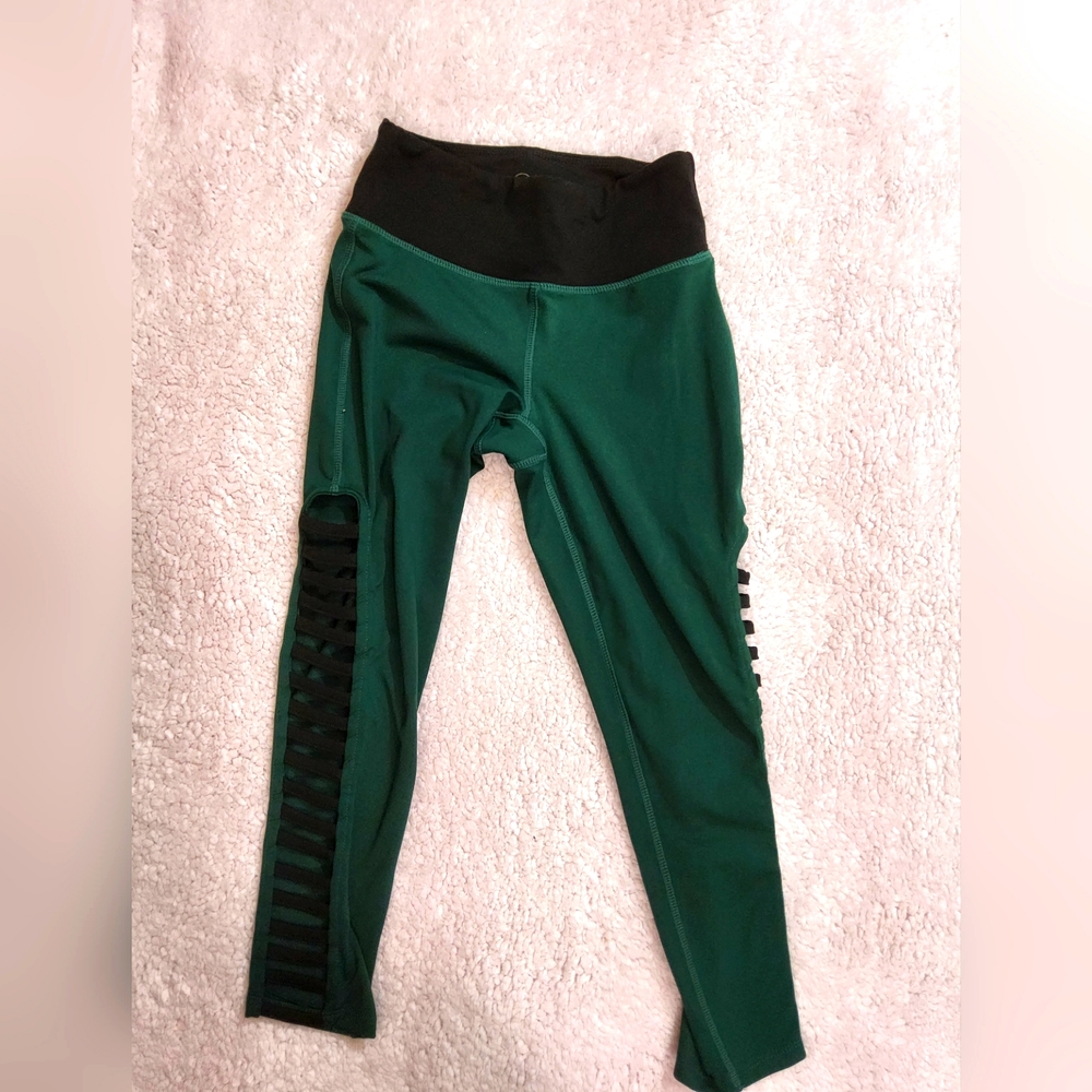 Jessica green cropped leggings size xs